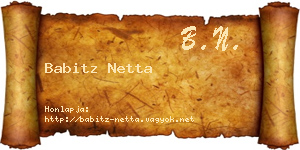 Babitz Netta névjegykártya